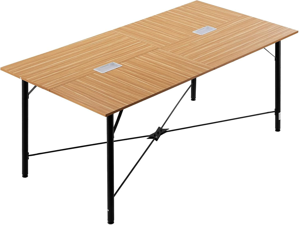 VEVOR Conference Table, 6 ft Office Meeting Table for 6-8 Person, Modern Rectangle Seminar Desk with Metal Legs, Meeting Desk Ideal for Office, Boardroom, Conference Room, Easy Assembly, Brown