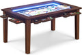 Haddockway Board Game Table with Adjustable Led Lights, 53.7in x 30.7in Play Area Removable Table Top Dining/Gaming Table with Charge Station, Play Mat, 6 Cup Holders & Trays (Black Walnut)
