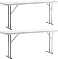 BTEXPERT 6-Foot - 72' Long White Granite Plastic Folding Seminar Training Table Portable 18' Wide Narrow, 29' High, Events Indoor Outdoor Lightweight Set of 2