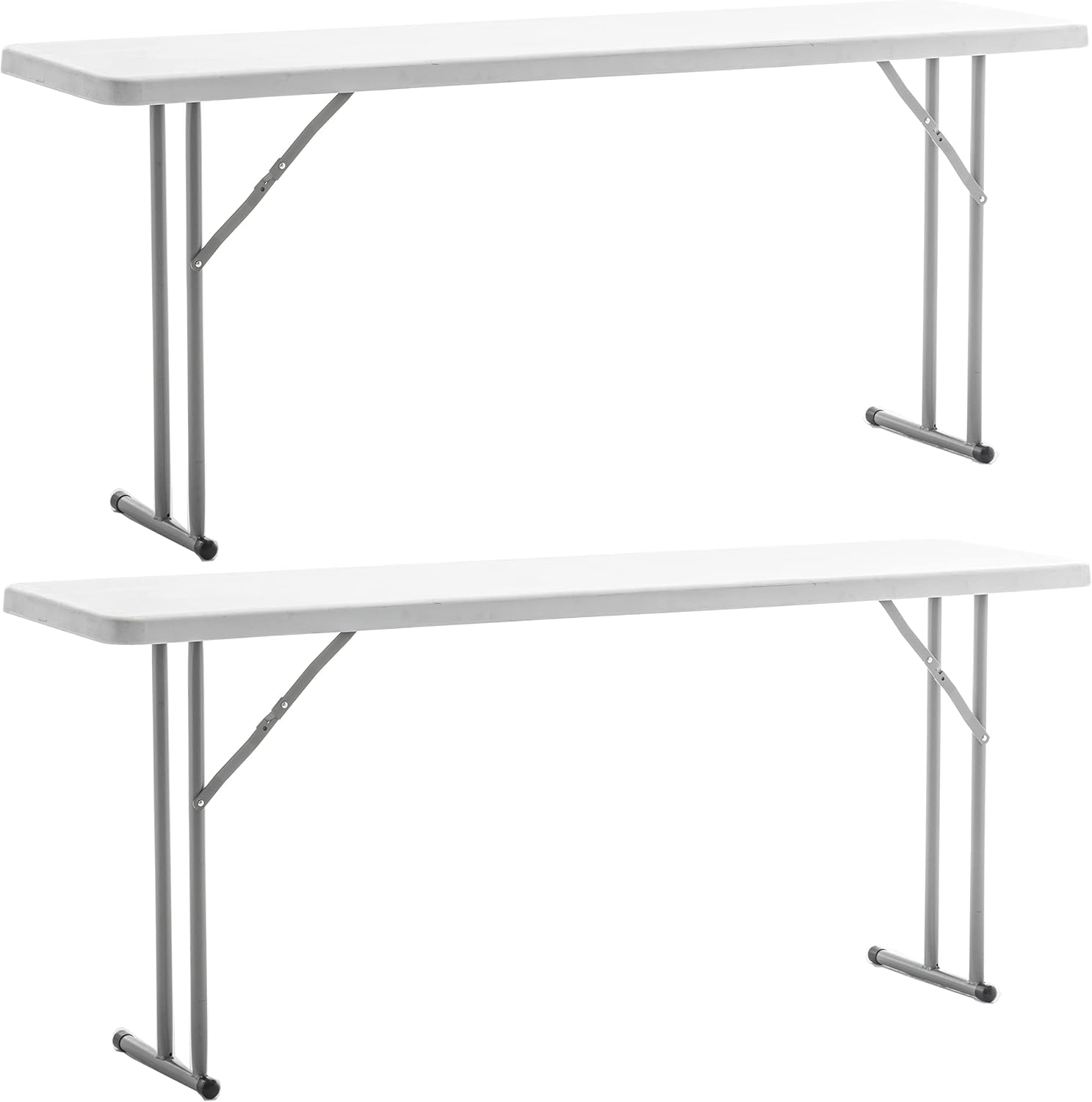 BTEXPERT 6-Foot - 72' Long White Granite Plastic Folding Seminar Training Table Portable 18' Wide Narrow, 29' High, Events Indoor Outdoor Lightweight Set of 2