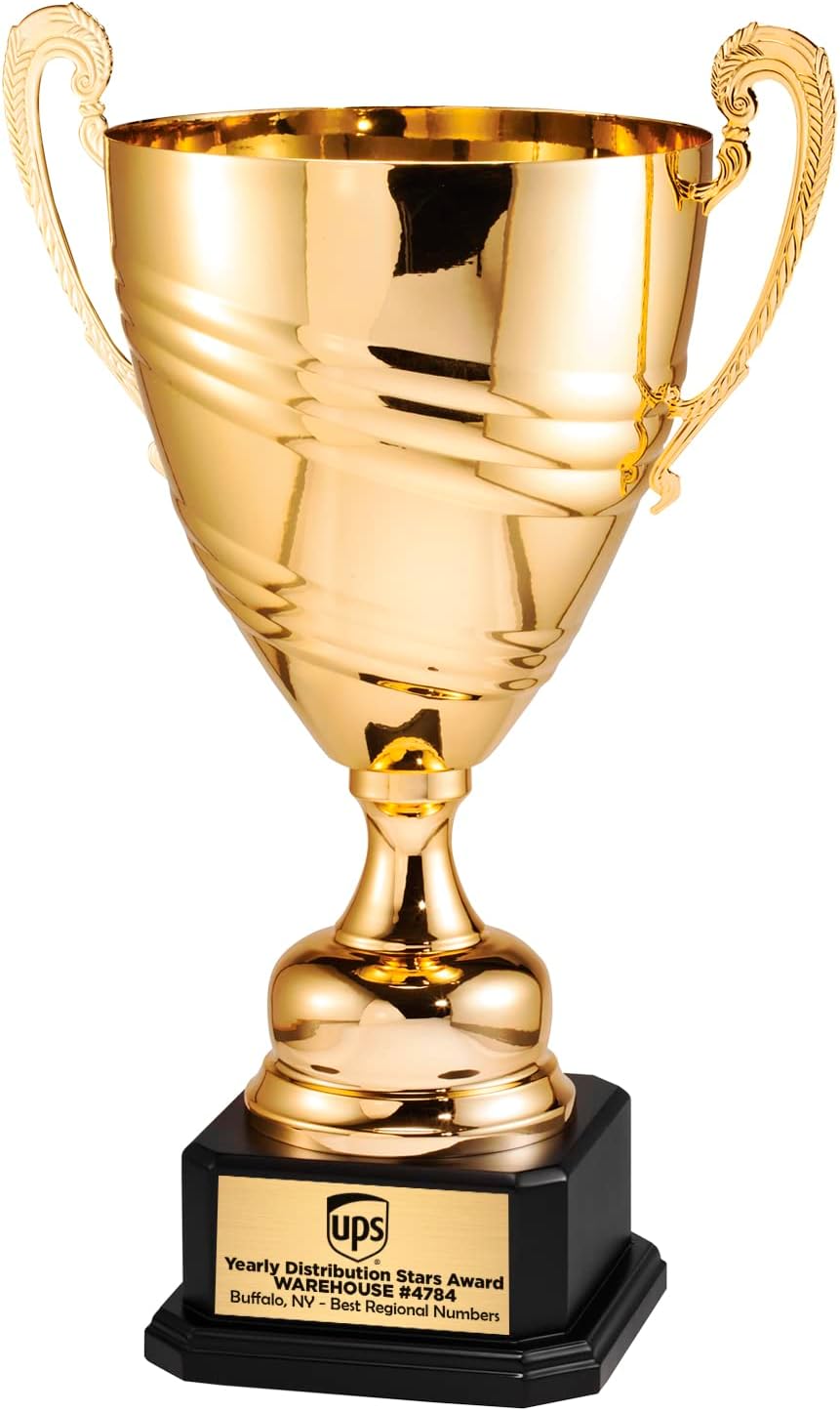 SHOP AWARDS AND GIFTS Trophy Cup with Custom Plate, Engravable Customizable Personalized Award for Employee Recognition, Work, School, Leader, Sports, 24-1/2 Inch