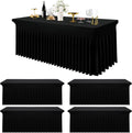 Smiry Spandex Tablecloth 4 Pack, Elastic Fitted Stretch Tablecloth for 8FT Rectangle Tables, Waterproof Washable Table Cover Skirt for Wedding, Banquet & Parties (Black, 96Lx30Wx30H Inch)