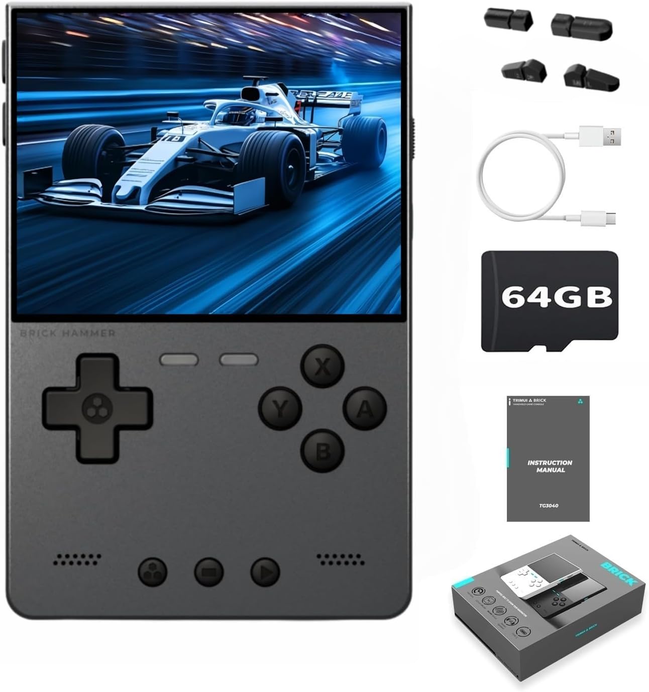 TRIMUI Brick Hammer Retro Handheld Game Console – Metal CNC Aluminum Alloy Body, 3.2' IPS Screen, 8GB Storage, Expandable to 1TB, Built-in 3000mAh Battery
