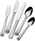 Mikasa Hammered Opulence Silverware Set for 12, 75-Piece 18/10 Stainless Steel Flatware Set with Hammered Handles, Includes Steak Knives and Serving Pieces