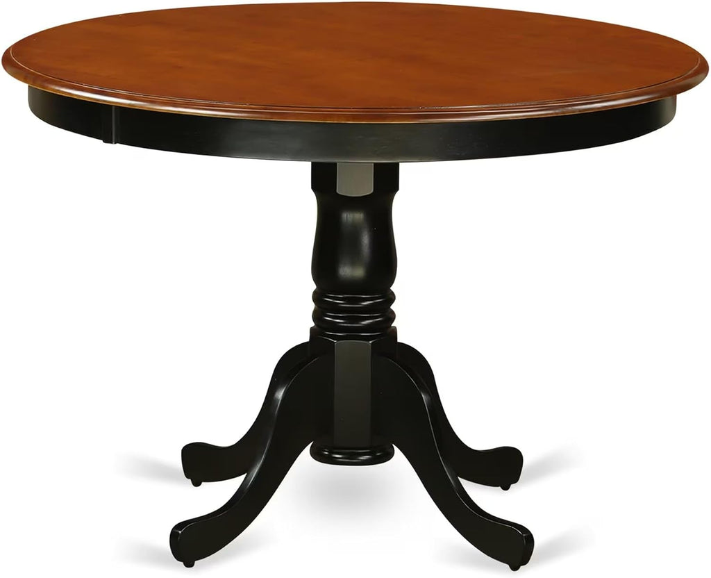 East West Furniture HLKE5-BCH-LC 5 Piece Kitchen Table & Chairs Set Includes a Round Dining Room Table with Pedestal and 4 Faux Leather Upholstered Dining Chairs, 42x42 Inch, Black & Cherry