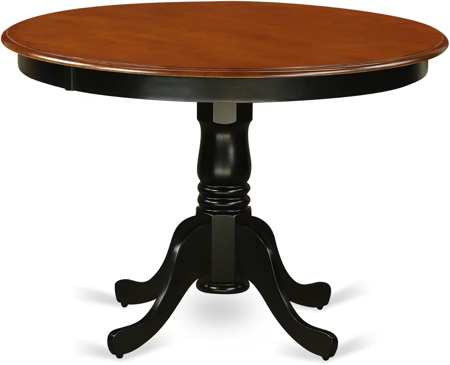 East West Furniture HLKE5-BCH-LC 5 Piece Kitchen Table & Chairs Set Includes a Round Dining Room Table with Pedestal and 4 Faux Leather Upholstered Dining Chairs, 42x42 Inch, Black & Cherry