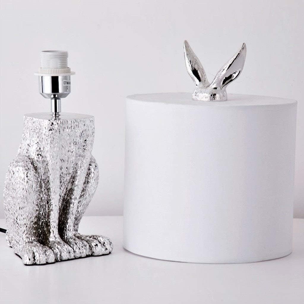 LED Desk Lamp Table Lamp Simple Design Bedroom Bedside Lamp Restaurant Study Masked Rabbit Resin Creative Table Lamp Table Lamp Reading Lamp (Color : Silver)