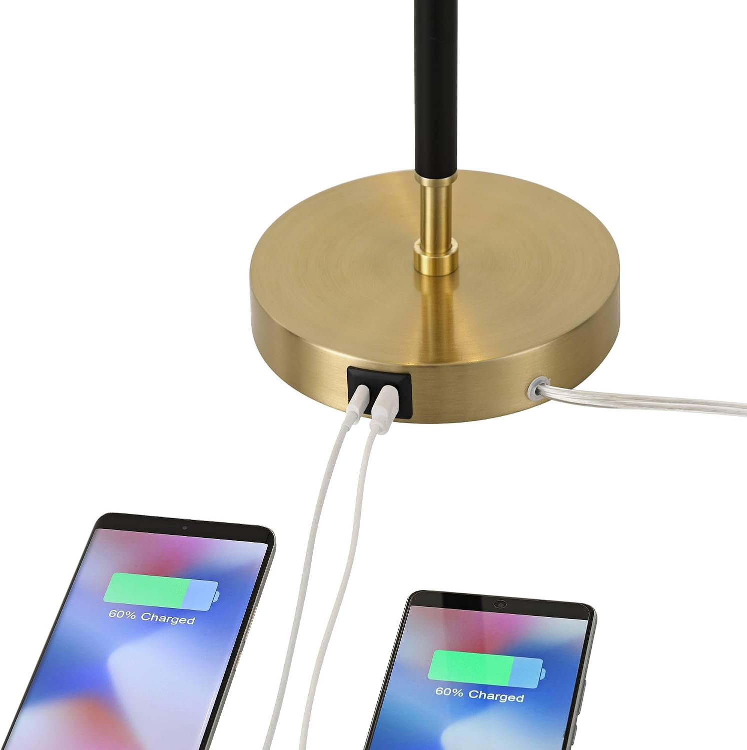 360 Lighting Pierre 23' H Gold Black Metal Dome Pull Chain USB Table Lamp Set of 2