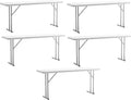 BTEXPERT 6-Foot - 72' Long White Granite Plastic Folding Seminar Training Table Portable 18' Wide Narrow, 29' High, Events Indoor Outdoor Lightweight Set of 5