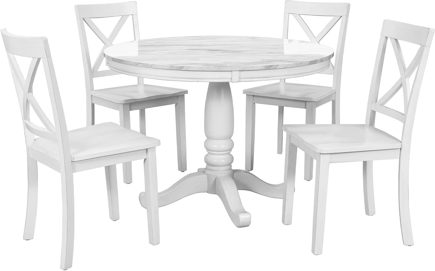 Harper & Bright Designs Dining Table Set - 5 Piece Round Dining Set with 4 Chairs Wood Dining Table Set