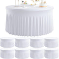 8pk Round Spandex Tablecloths for 72inch Table, Wrinkle Free Stretchy 132 inch Fitted 6ft Round Table Cloths Covers with Skirt for Wedding Birthday Parties Banquet Bridal Shower Events
