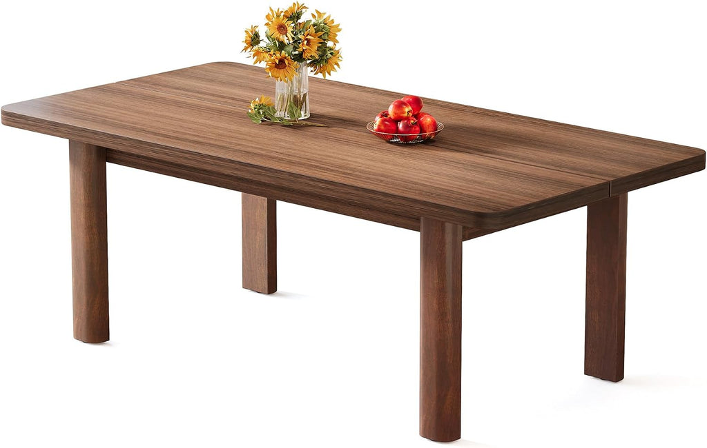 Tribesigns Farmhouse Wood Dining Table for 4-6 People, 63' Large Rectangle Kitchen Table, Dinner Table Kitchen & Dining Room Furniture with with Solid Wood Legs
