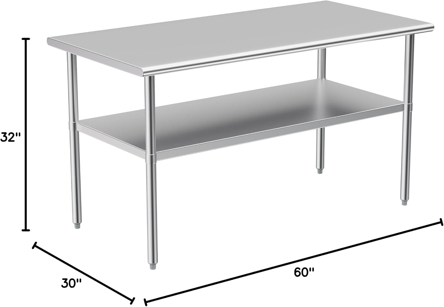 Stainless Steel Table for Prep & Work, 30x58 Inches, Metal Commercial Heavy Duty Table with Adjustable Under Shelf for Restaurant, Home and Hotel