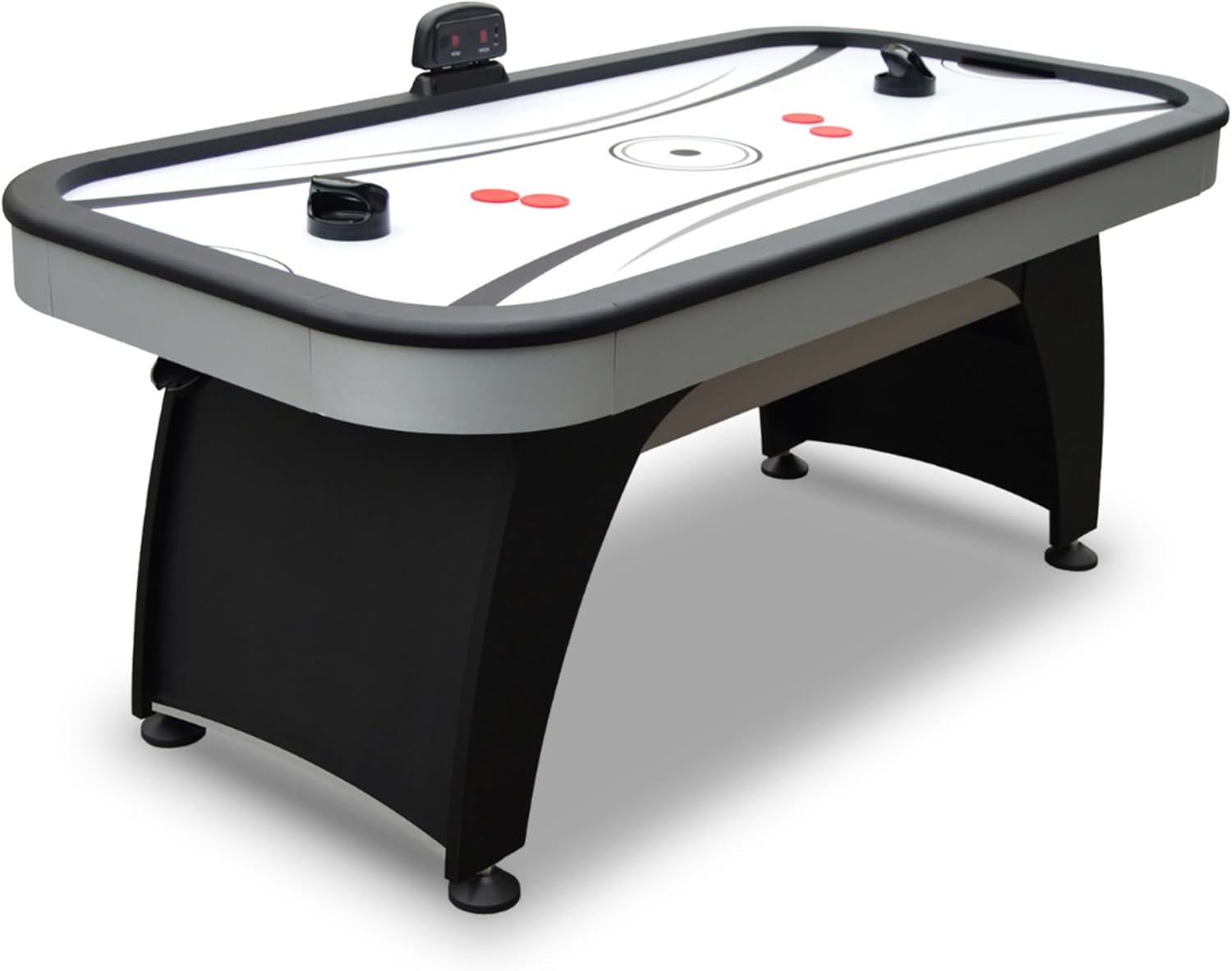 Hathaway Silverstreak 6 Ft Air Hockey Table for Home Game Room - With LED Scoring, High-Output Blower, Scratch-Resistant Surface, Strikers & Pucks - Black Finish