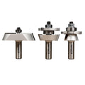 Infinity Tools 1/2' Shank 3-Pc Cabinet Door Router Bit Set – Factory-Matched Raised Panel & Rail & Stile Bits with Free Setup Block (Shaker)