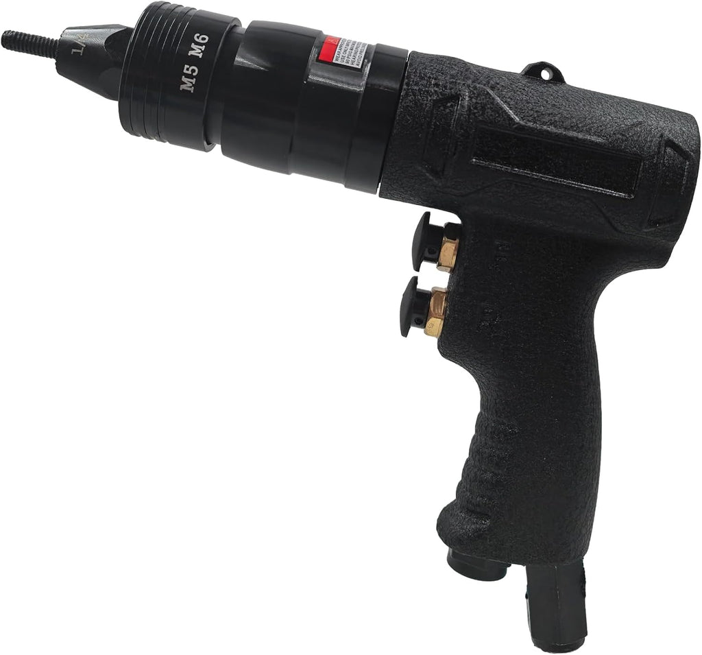 Air Rivet Nut Tool Kit, Pneumatic Pull Nut Setter with 1/4' 3/16' Mandrels for Sheet Metal Fastening Threaded Insert Installation