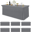 Smiry Spandex Tablecloth 6 Pack, Elastic Fitted Stretch Tablecloth for 6FT Rectangle Tables, Waterproof Washable Table Cover Skirt for Wedding, Banquet & Parties (Grey, 72Lx30Wx30H Inch)
