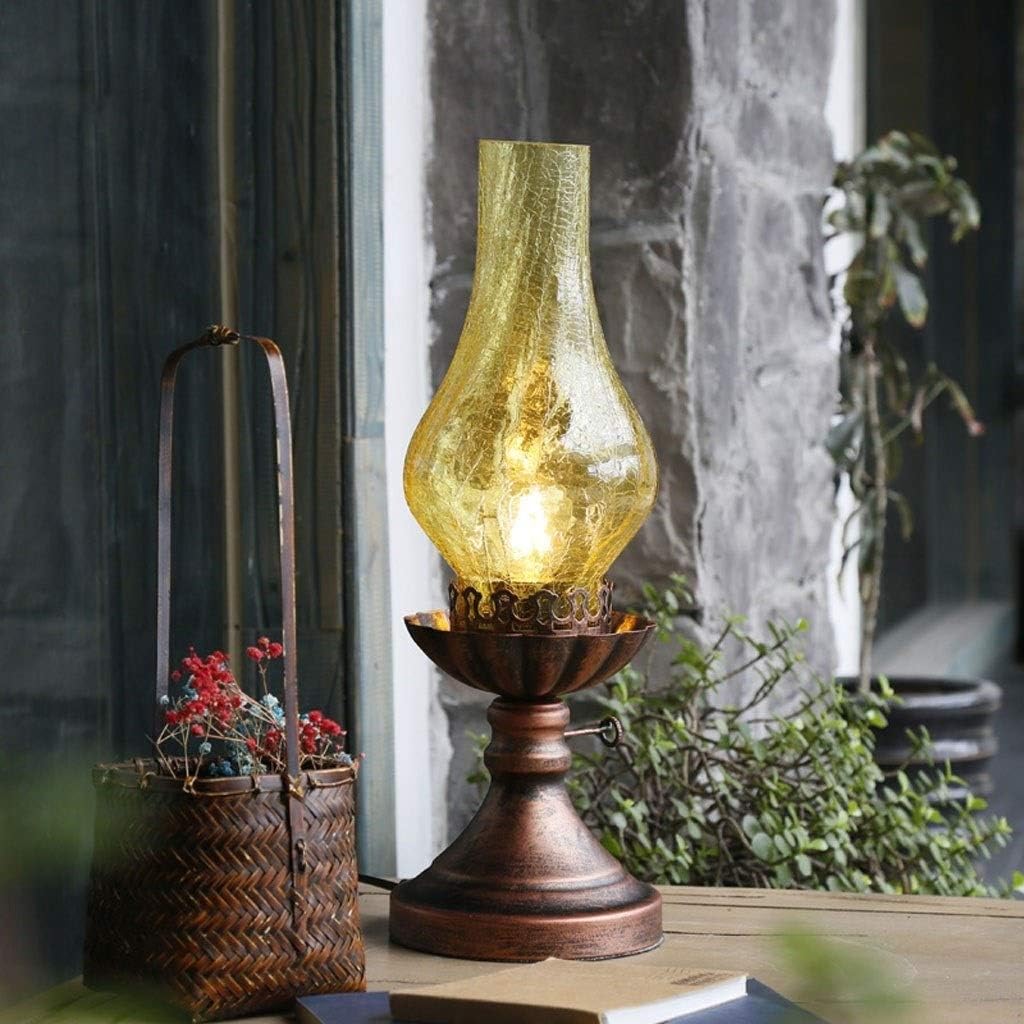 LED Desk Lamp 2-piece Set Old Fashioned Electric Lantern Oil Lamp Bronze Antirust Nightstand Desk Table Lamps Antique Light for Study Room Bedroom Theatre Prop Table Lamp Reading Lamp