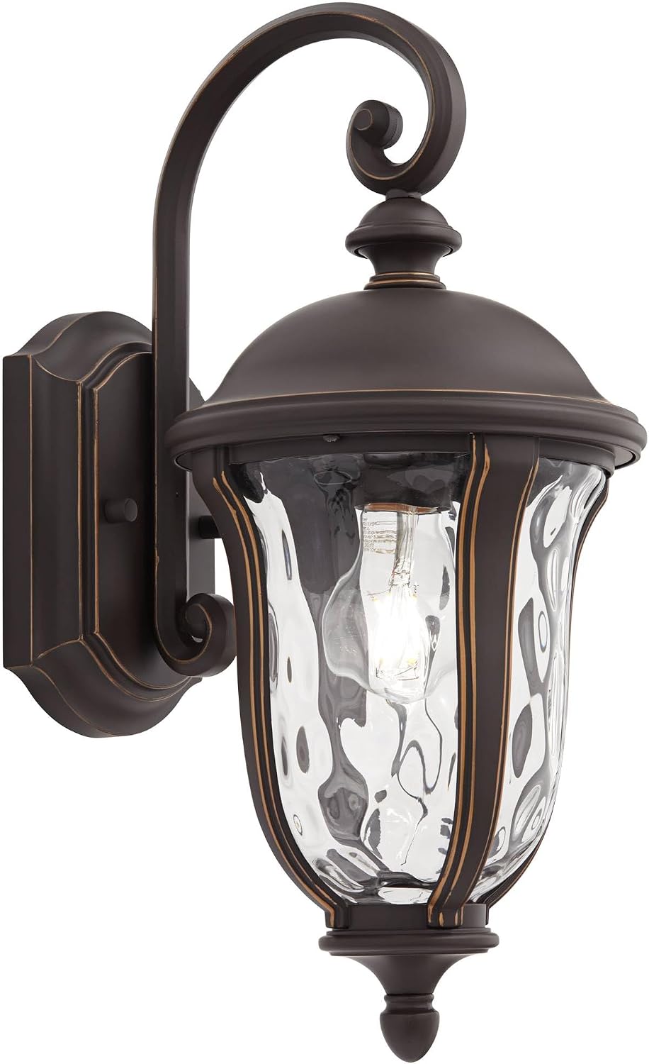 John Timberland Park Sienna Rustic Vintage Outdoor Wall Light Fixtures Set of 2 Bronze Metal 16 3/4' Clear Hammered Glass Panels for Post Exterior Barn Deck House Porch Yard Patio Garage Garden