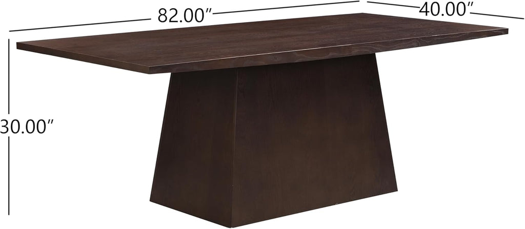 Christopher Knight Home Coadz 82 inch Wooden Dining Table, Modern Rectangular Kitchen Dinner Table for 6-8 People, Pedestal Wooden Dining Furniture for Kitchen Office Conference Room, Espresso Brown