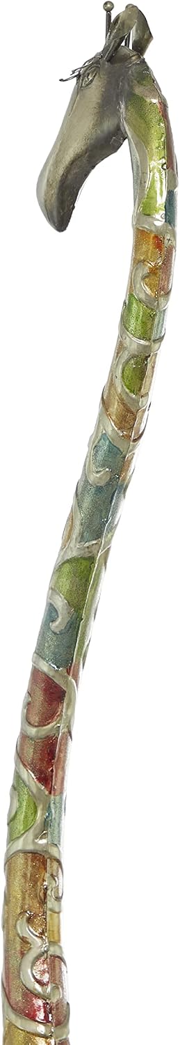 Deco 79 Metal Giraffe Decorative Sculpture Indoor Outdoor Tall Home Decor Statue with Detailed Embossed Scrollwork, Accent Figurine 17' x 7' x 73', Multi Colored