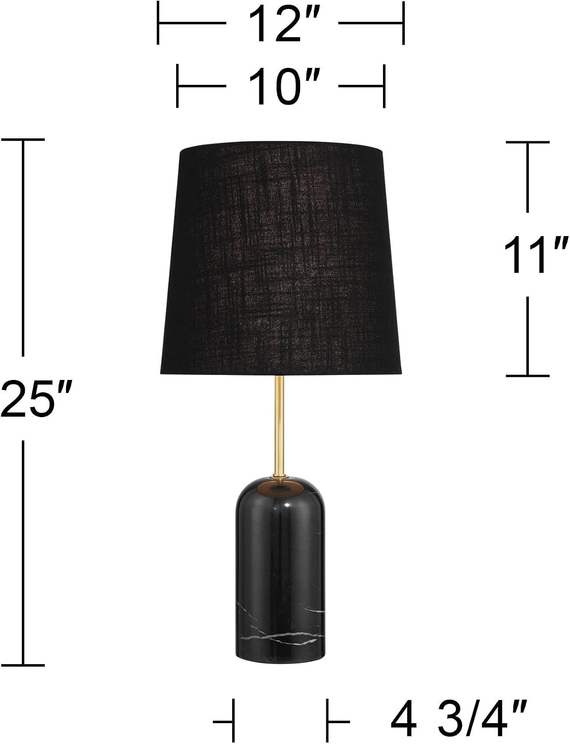 360 Lighting Daleti 25' High Black Marble Table Lamp Set of 2