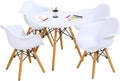 Costzon Kids Table and Chair Set, Mid-Century Modern Style Table Set Round Table with Armchairs for Toddler Children, Kids Dining Table and Chair Set (White, Table & 4 Chairs)