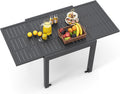 HAPPYGRILL Expandable Patio Dining Table Aluminum Outdoor Table for 4-6 Person with Slatted Tabletop, Square Rectangular Folding Patio Table for Porch, Lawn, Garden