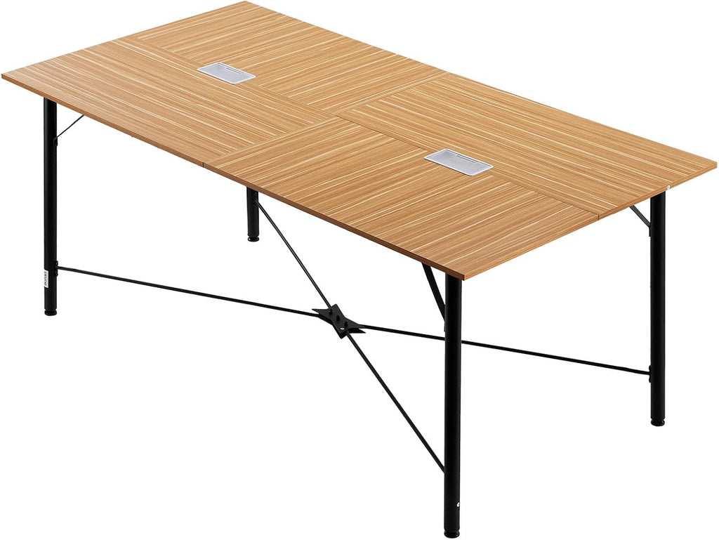 VEVOR Conference Table, 6 ft Office Meeting Table for 6-8 Person, Modern Rectangle Seminar Desk with Metal Legs, Meeting Desk Ideal for Office, Boardroom, Conference Room, Easy Assembly, Brown
