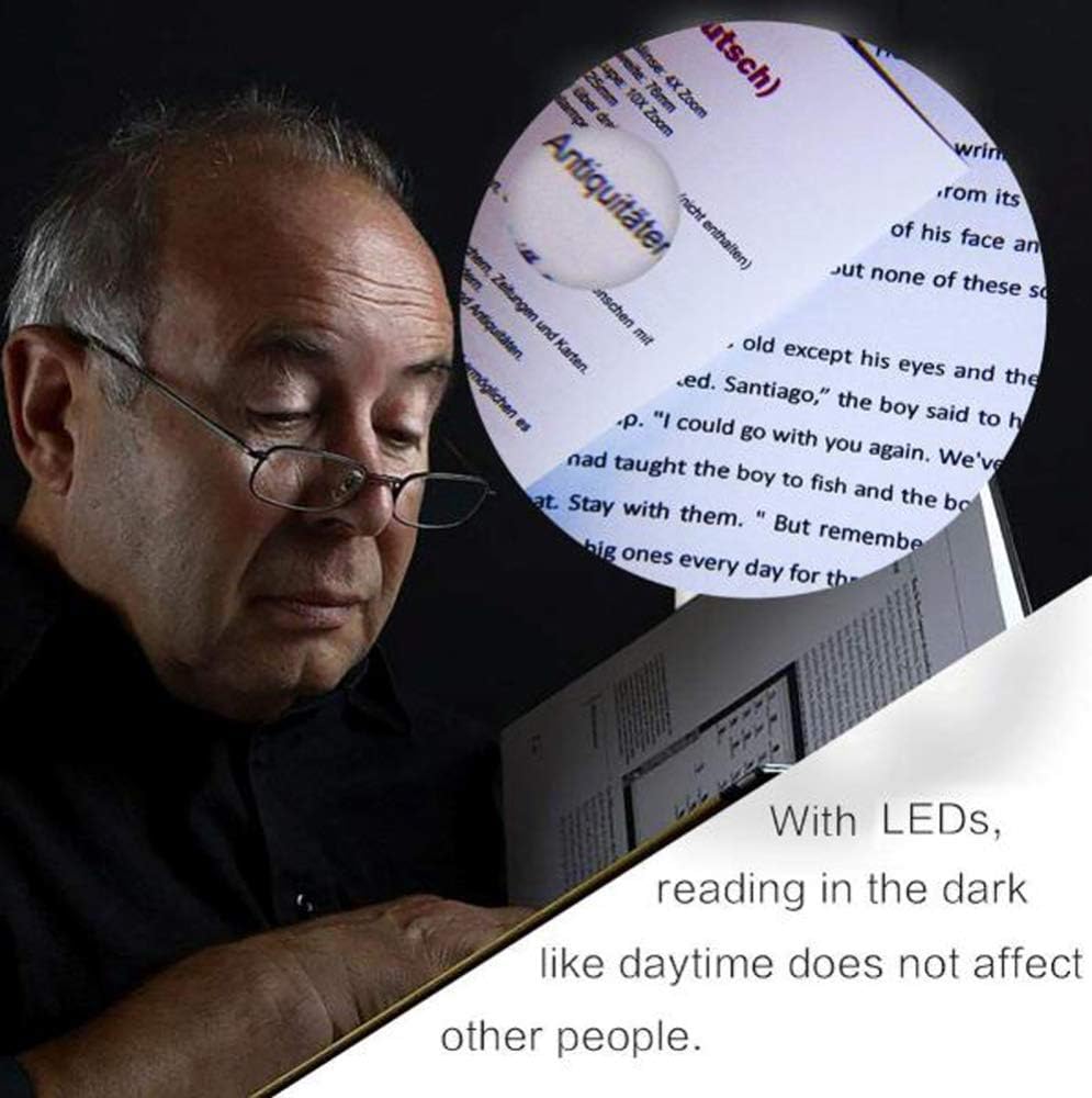 Magnifying Glass Magnifying Magnifier Glass with Light LED on Stand Clamp Arm Hands Free Illuminated Glass Table Desk Lamp Stand Clip on for Reading Hobbies/A Gift of Love Efficency