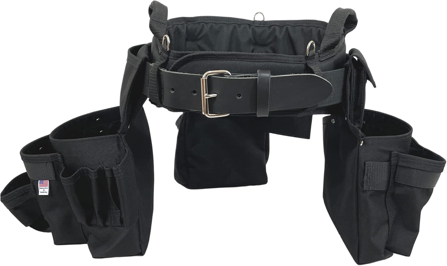 BOULDER BAG Ultimate Pro Framer MAX Triple Combo with Comfort Back Support Tool Belt, Leather Belt Buckle, Heavy Duty, Black (Medium 28-32 Inches), Made in USA