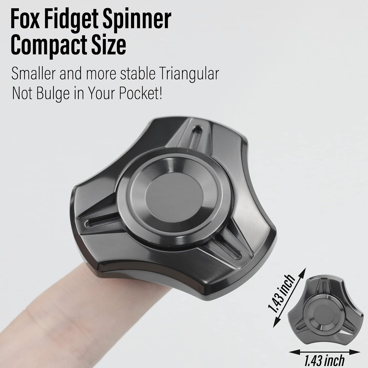 FREELOVE Premium Metal Fidget Spinner for Adults, Stainless Steel Heavy Silent Spinner with Precision Bearing, Small Office Desk Toy & EDC for Stress Relief Focus ADHD, Mini Zirconium Alloy Black