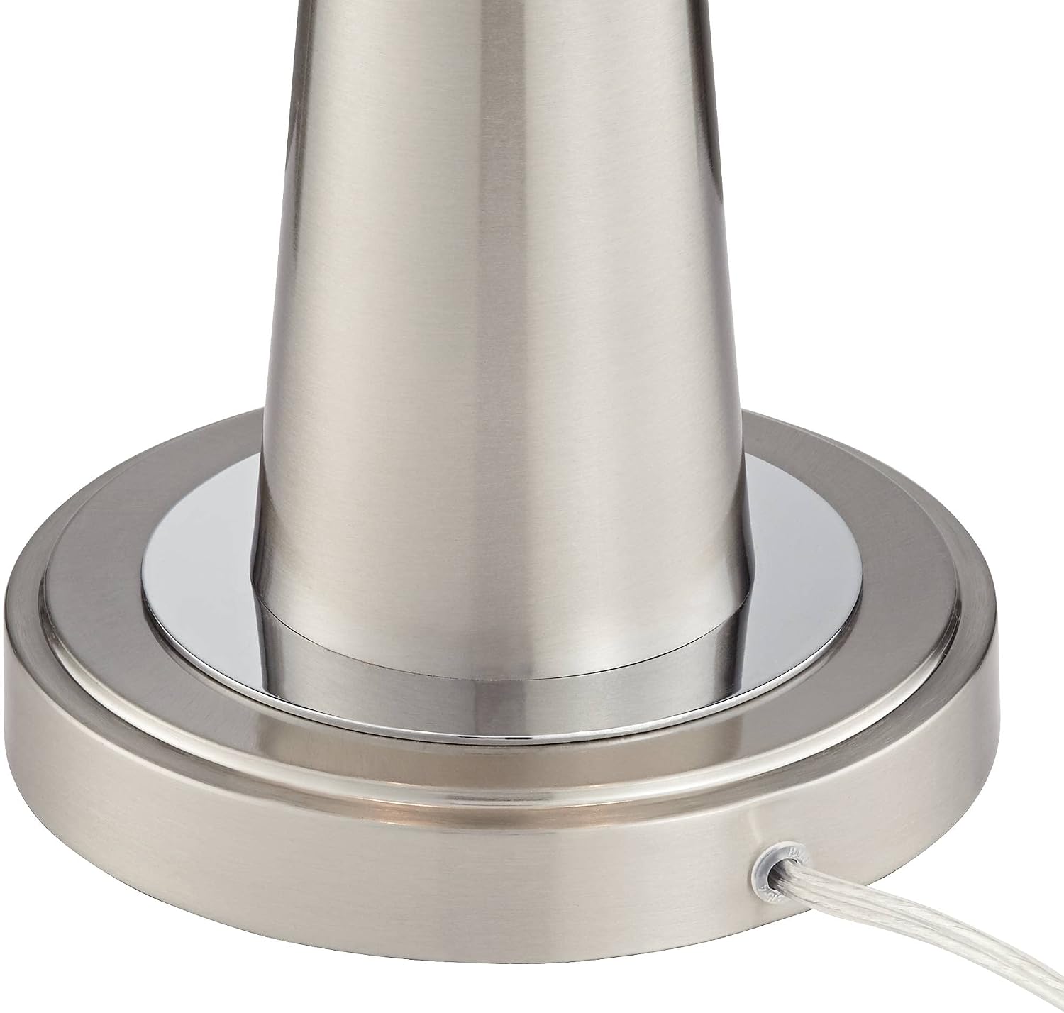 Possini Euro Design Vicki Modern Accent Table Lamps 23' Tall Set of 2 with USB Charging Ports Brushed Nickel Metal Cream Faux Silk Drum Shade for Bedroom Living Room House Desk Bedside Nightstand