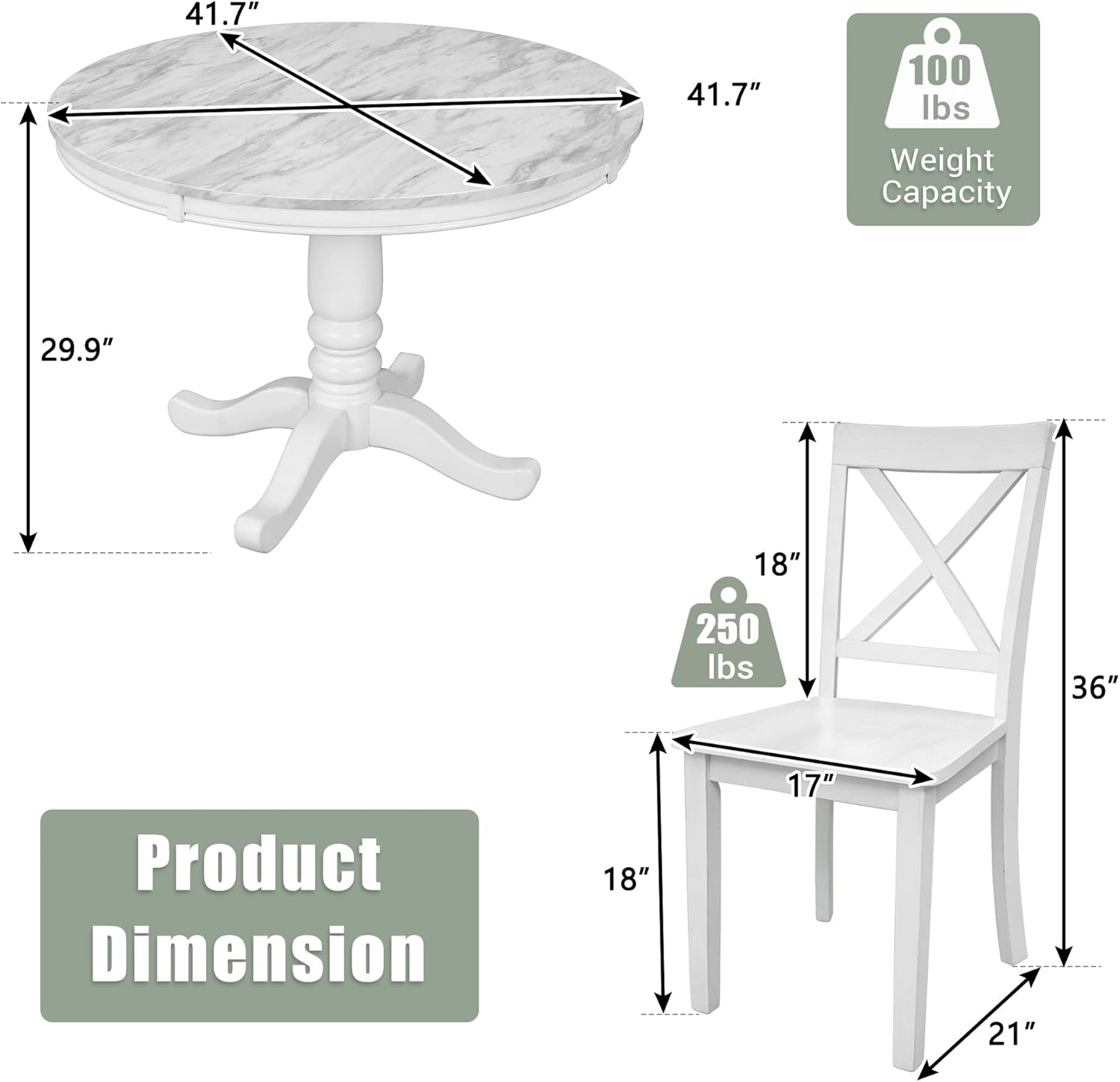 Harper & Bright Designs Dining Table Set - 5 Piece Round Dining Set with 4 Chairs Wood Dining Table Set
