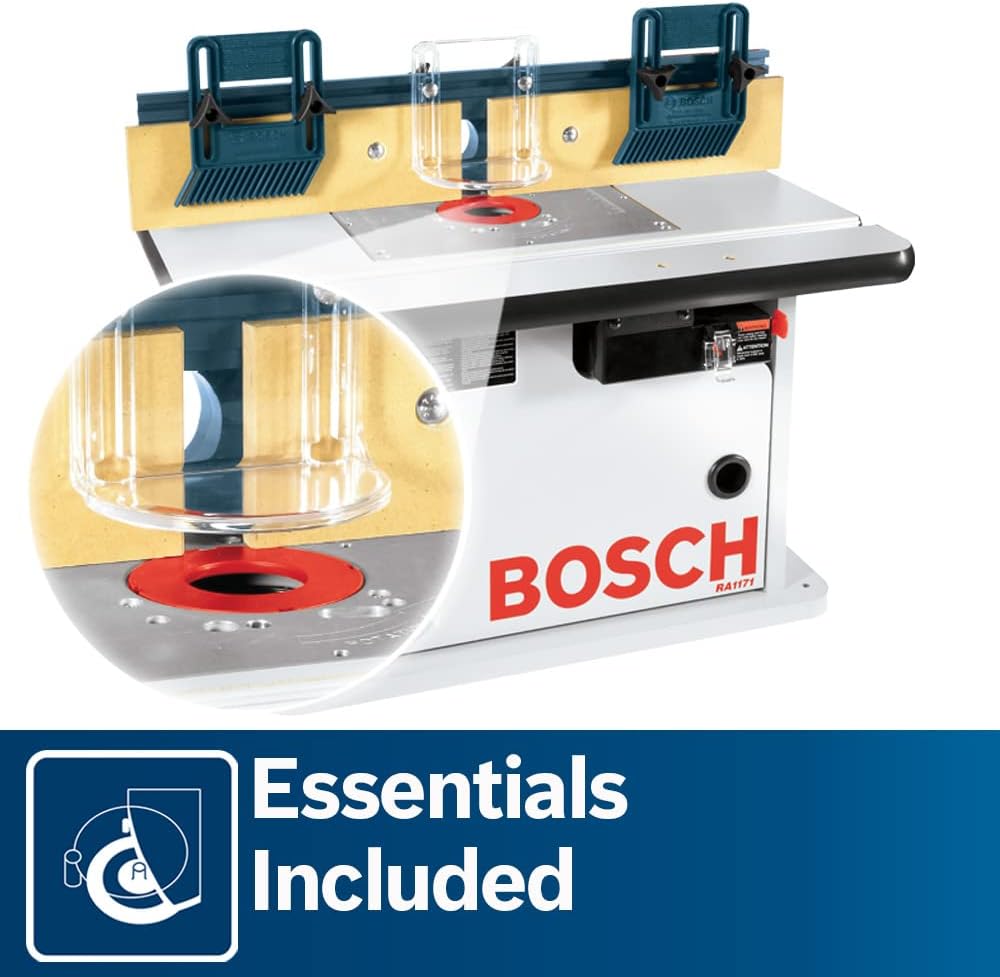 BOSCH RA1171 25-1/2 in. x 15-7/8 in. Benchtop Laminated MDF Top Cabinet Style Router Table with 2 Dust Collection Ports