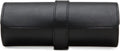 WOLF Heritage Watch Roll, Blake Black/Purple - Holds Up to Three Watches - Vegan Leather, Ultra-Suede Lining, Snap Closure - Includes Two Watch Guards