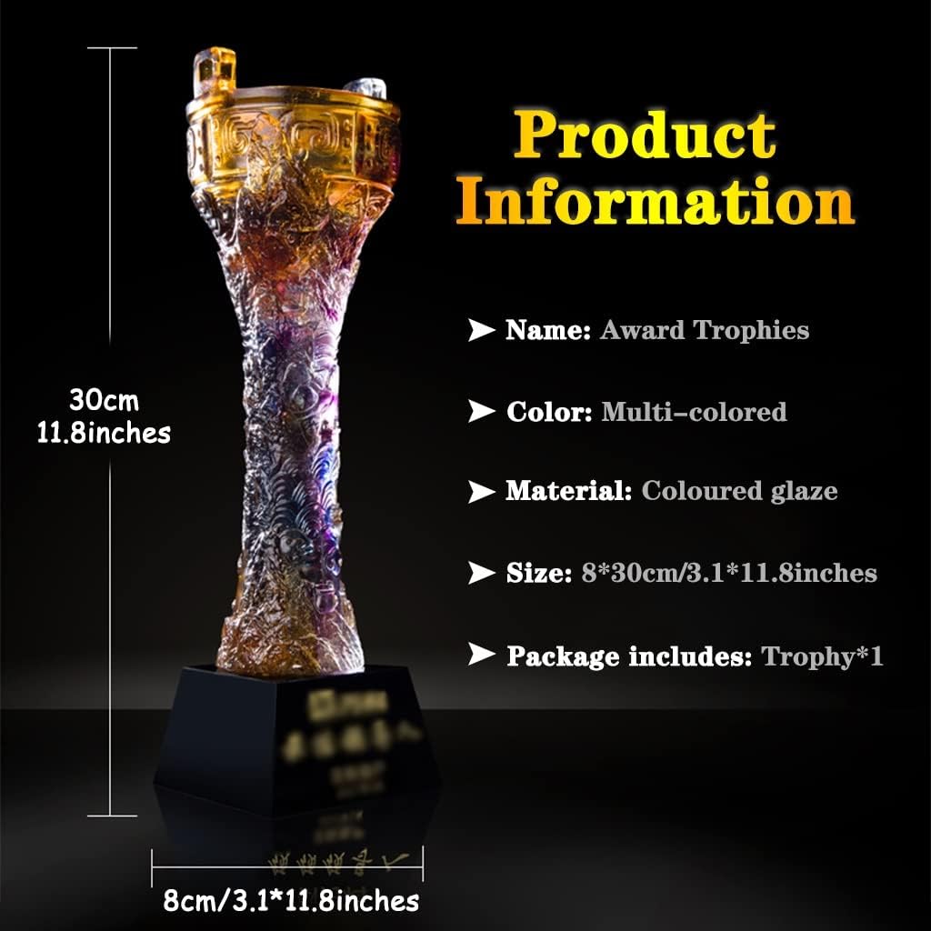 Award Trophies Chinese Tripod Creative Trophy, Ancient Coloured Glaze Trophies, Annual Meeting Custom Awards Cup, Awards Commemoration, Vintage Collectibles (Color : Multi-Colored, Size : 8 * 30cm)