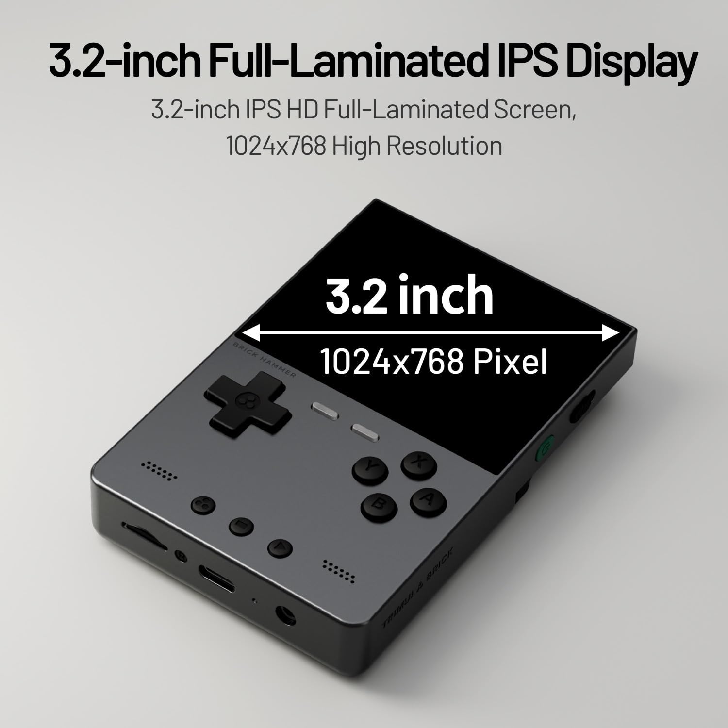 Trimui Brick Hammer Metal Body Handheld Game Console Retro Gaming Handheld 3000mah Battery Allwinner A133p 3.2' IPS RGB Lighting Vibration Green-64G