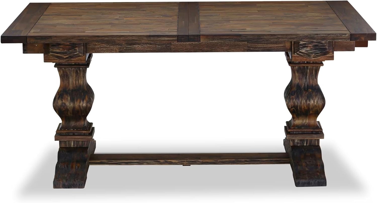 East West Furniture LAAS9-07-T25 9 Piece Table Set Consists A Wood Dining Table and 8 Black Textured Polyester Fabric Parson Dining Chairs, Distressed Jacobean