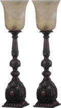Safavieh Lighting Collection Dion Artifact Oil-Rubbed Bronze Candlestick 28-inch Bedroom Living Room Home Office Desk Nightstand Table Lamp (Set of 2) - LED Bulbs Included