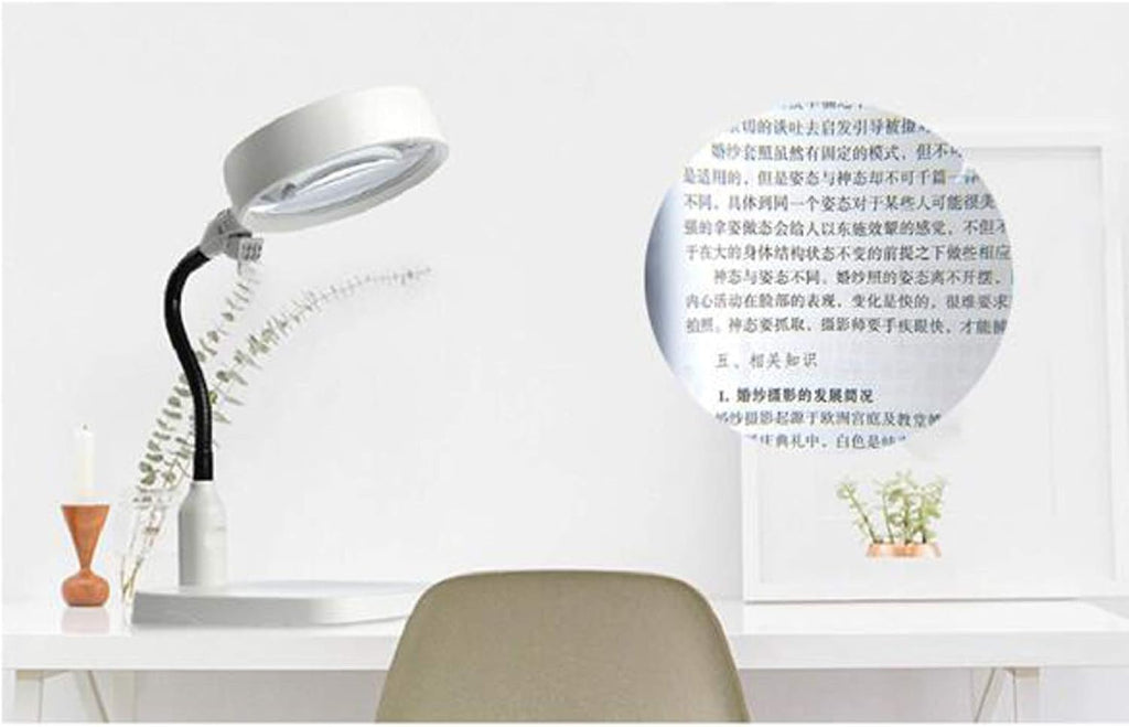 Magnifying Glass Magnifying Magnifier Glass with Light LED on Stand Clamp Arm Hands Free Illuminated Glass Table Desk Lamp Stand Clip on for Reading Hobbies/A Gift of Love Efficency