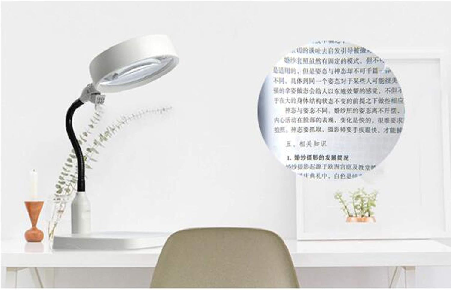 Magnifying Glass Magnifying Magnifier Glass with Light LED on Stand Clamp Arm Hands Free Illuminated Glass Table Desk Lamp Stand Clip on for Reading Hobbies/A Gift of Love Efficency