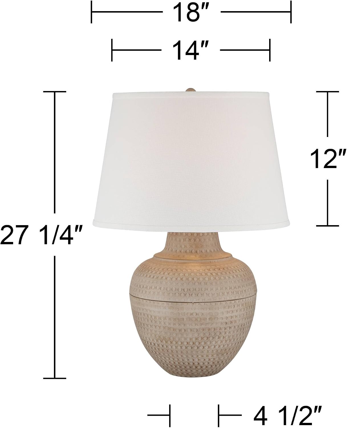 Barnes and Ivy Brighton 27 1/4' Tall Hammered Pot Farmhouse Rustic Modern Coastal Table Lamps Set of 2 Brown Beige Finish Metal Living Room Bedroom Bedside Nightstand House Office White Shade