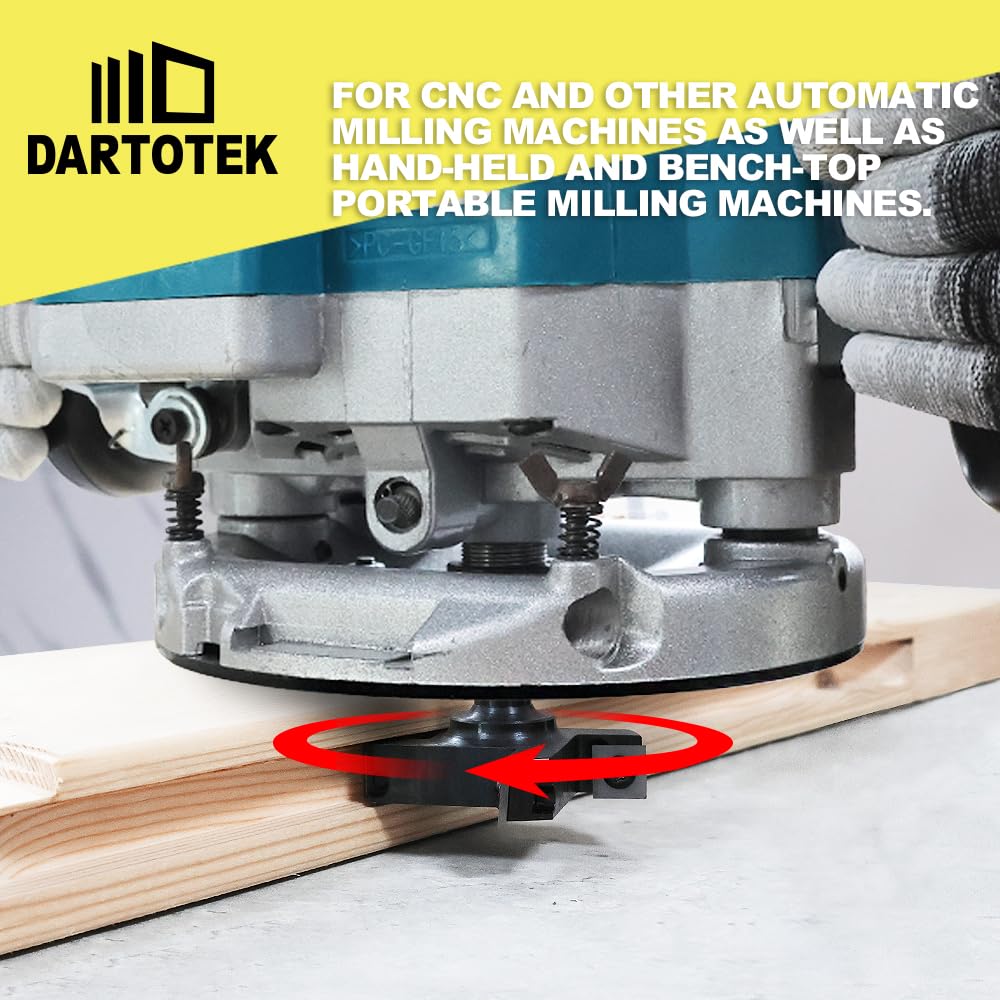 CNC Spoilboard Surfacing Router Bit, 1/2 inch Shank 2-1/2-Inch Cutting Diameter Planning Bit, DARTOTEK Slab Flattening Router Bit, Milling Cutter with 4PCS Indexable Carbide(5 of Pack)