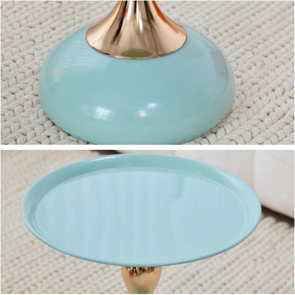 2-Pack Light Green Sleek Hourglass Side Table - Modern Stylish Accent Table with Glossy Finish & Metallic Detail - Ideal Decor for Living Room, Bedroom & Home Spaces