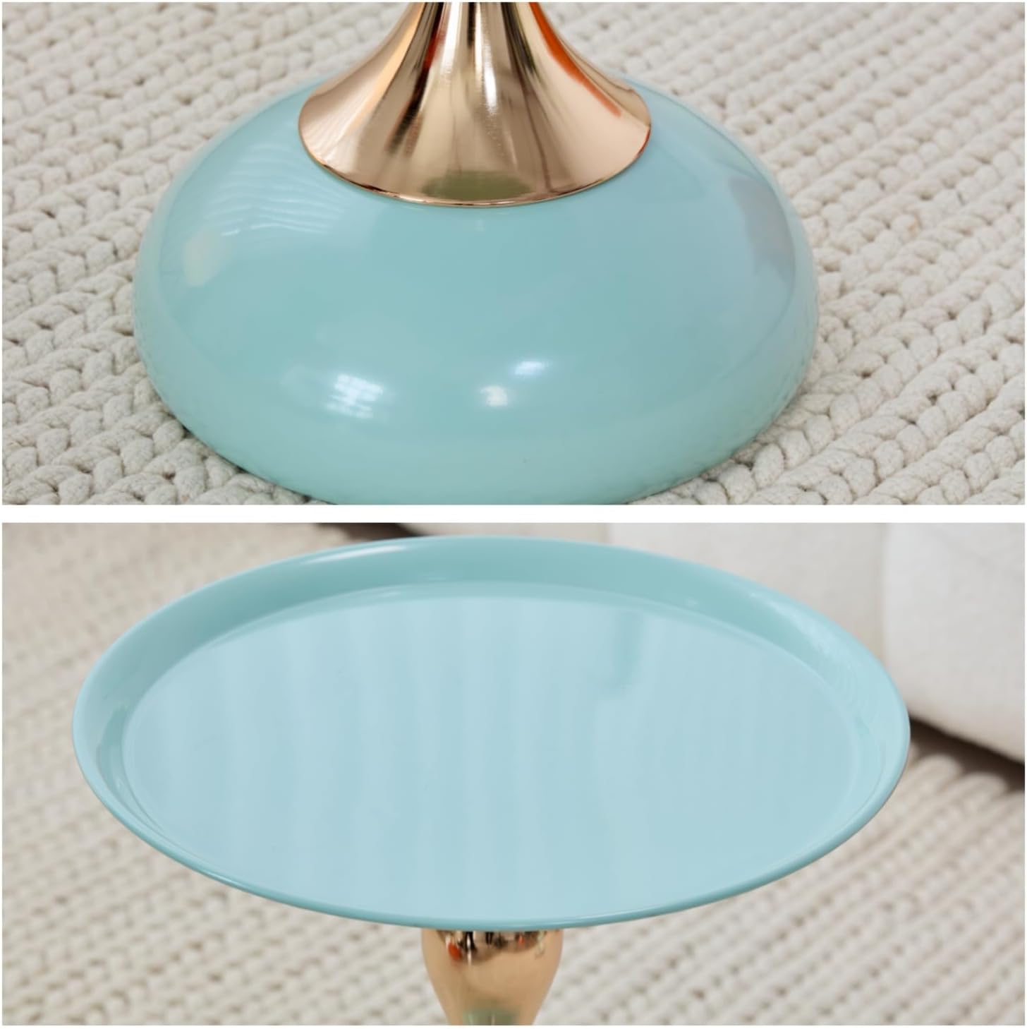 2-Pack Light Green Sleek Hourglass Side Table - Modern Stylish Accent Table with Glossy Finish & Metallic Detail - Ideal Decor for Living Room, Bedroom & Home Spaces