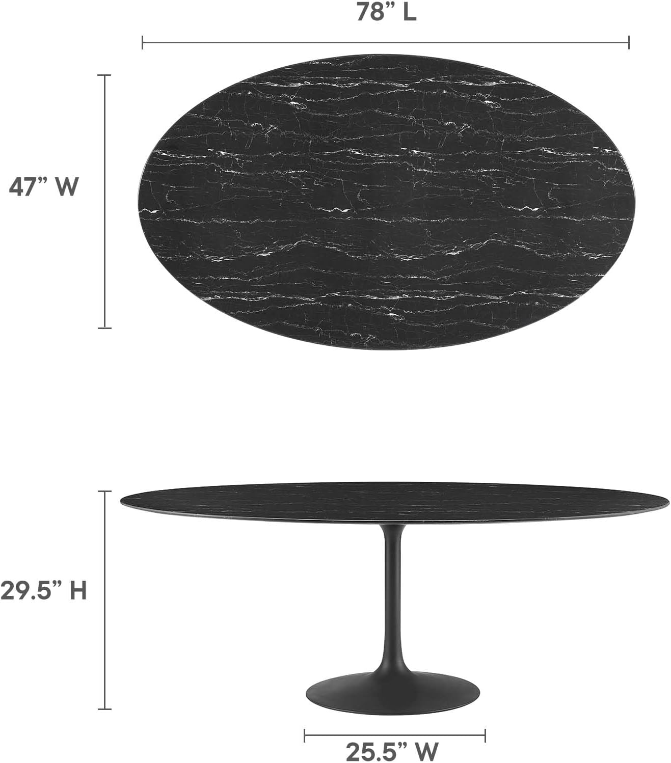 Modway Lippa Oval Artificial Marble 78' Dining Table