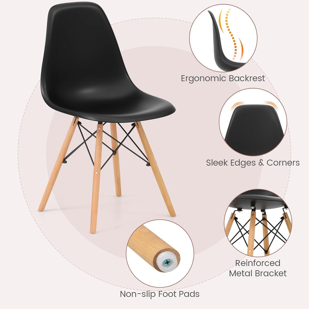 Tangkula Round Dining Table Set for 4, Kitchen Table Set with Seat & Solid Wood Legs, Round Kitchen Table and Chairs for Small Space, Black