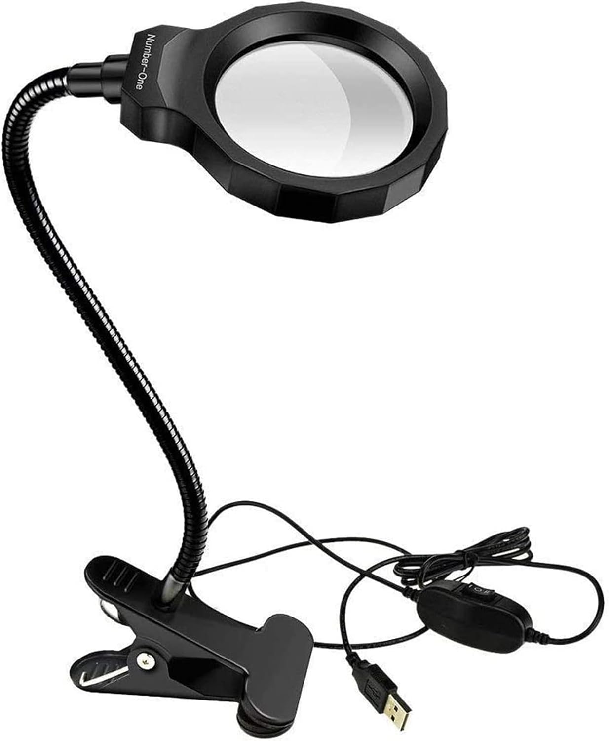 Magnifying Glasses for Hobbies, 3X Daylight LED Magnifying Lamp with Metal Clamp, Illuminated Optical Glass Magnifier Lens, Rechargeable Double The Comfort