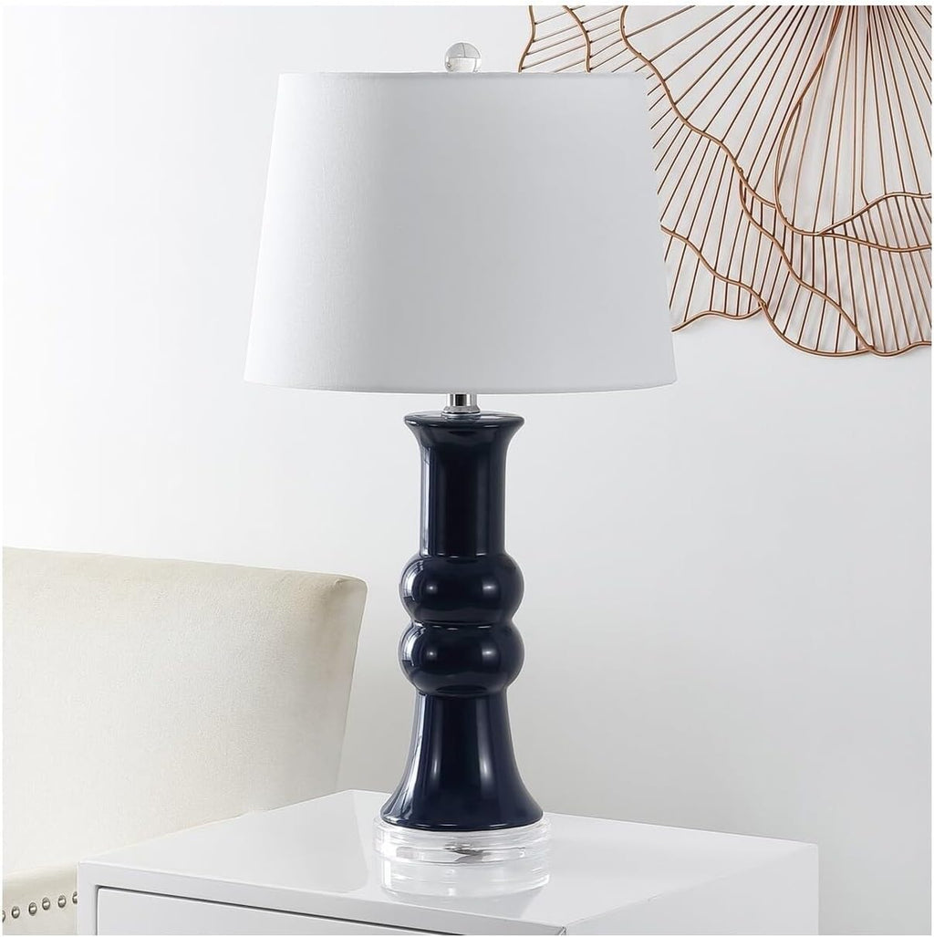 SAFAVIEH Lighting Collection Lamber Navy Ceramic 26-inch Table Lamp Set of 2